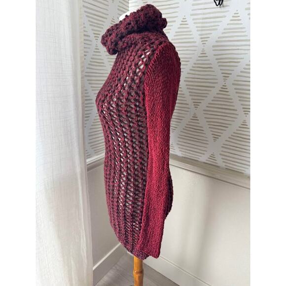 Helmut Lang Women’s Size P XS Red Open Knit Italian Wool Sweater - Picture 3 of 8